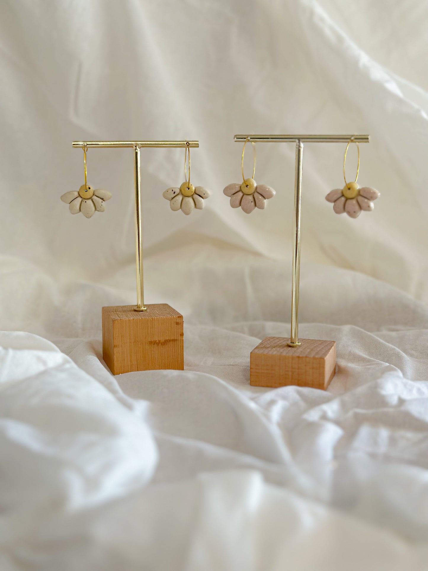 Hoop Earrings - Half Flower