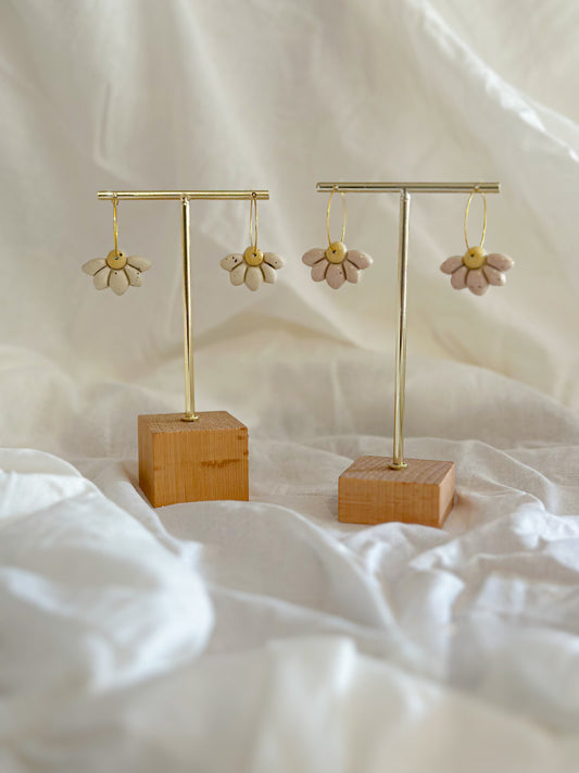 Hoop Earrings - Half Flower