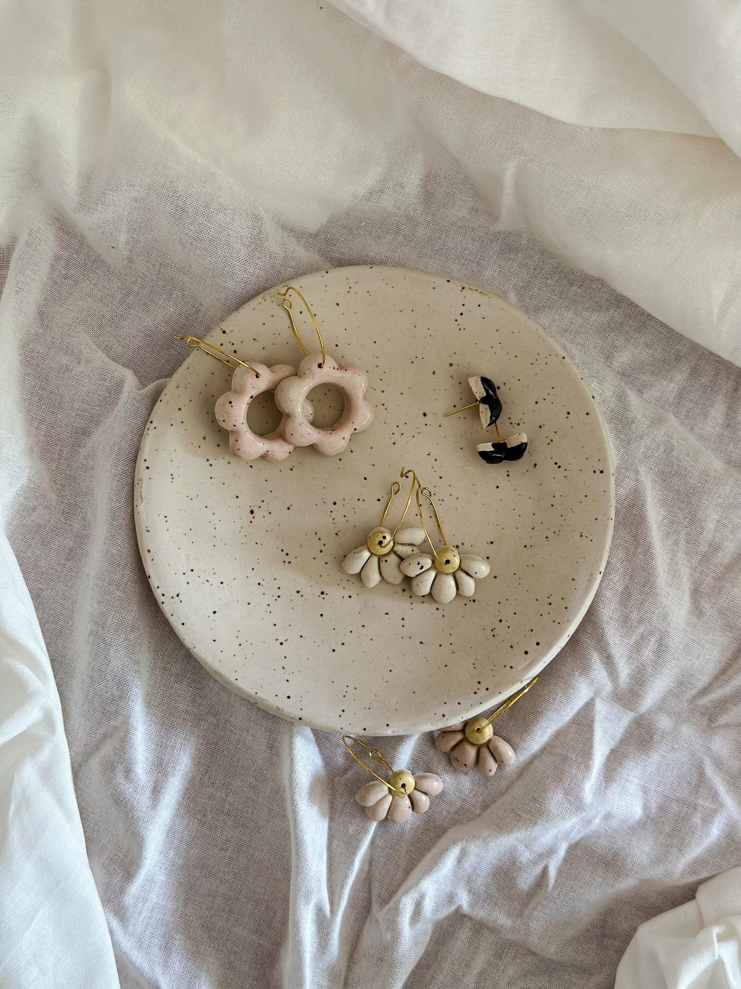 Hoop Earrings - Half Flower